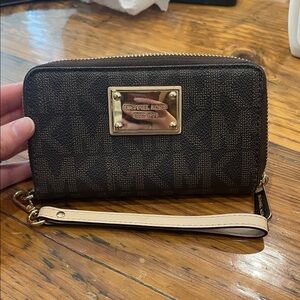Michael Kors Brown Wristlet Clutch